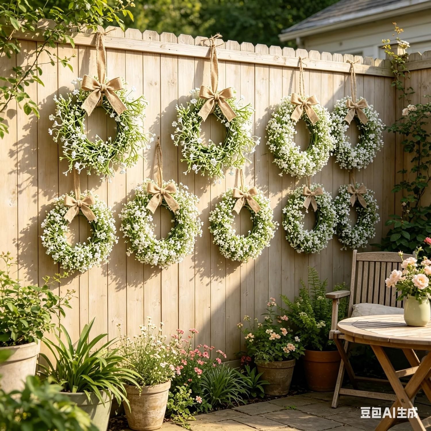 6 Pcs Mini Baby Breath Hanging Wreaths Gypsophila Candle Rings Pillar Holder