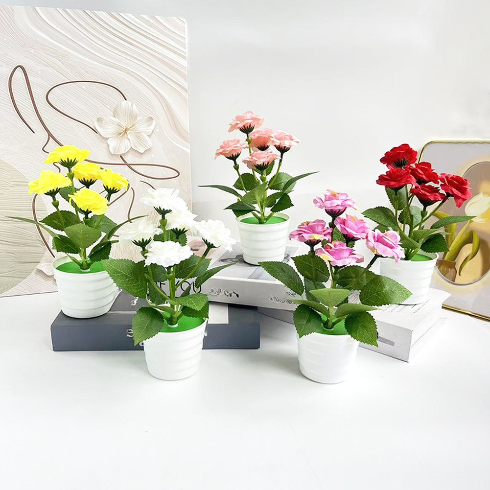 Artificial Rose Table Decor in Pot for Home Living Room Bedroom Styling