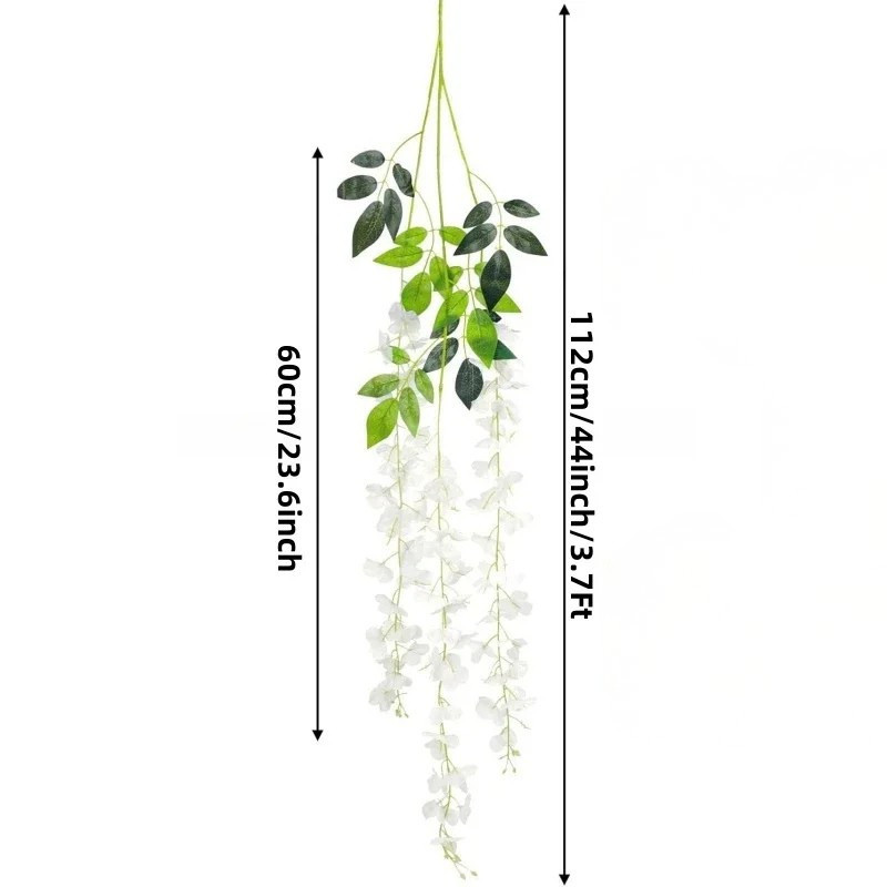 12PCS Artificial Wisteria Vine Garland Silk Hanging Flowers for Home, Wedding