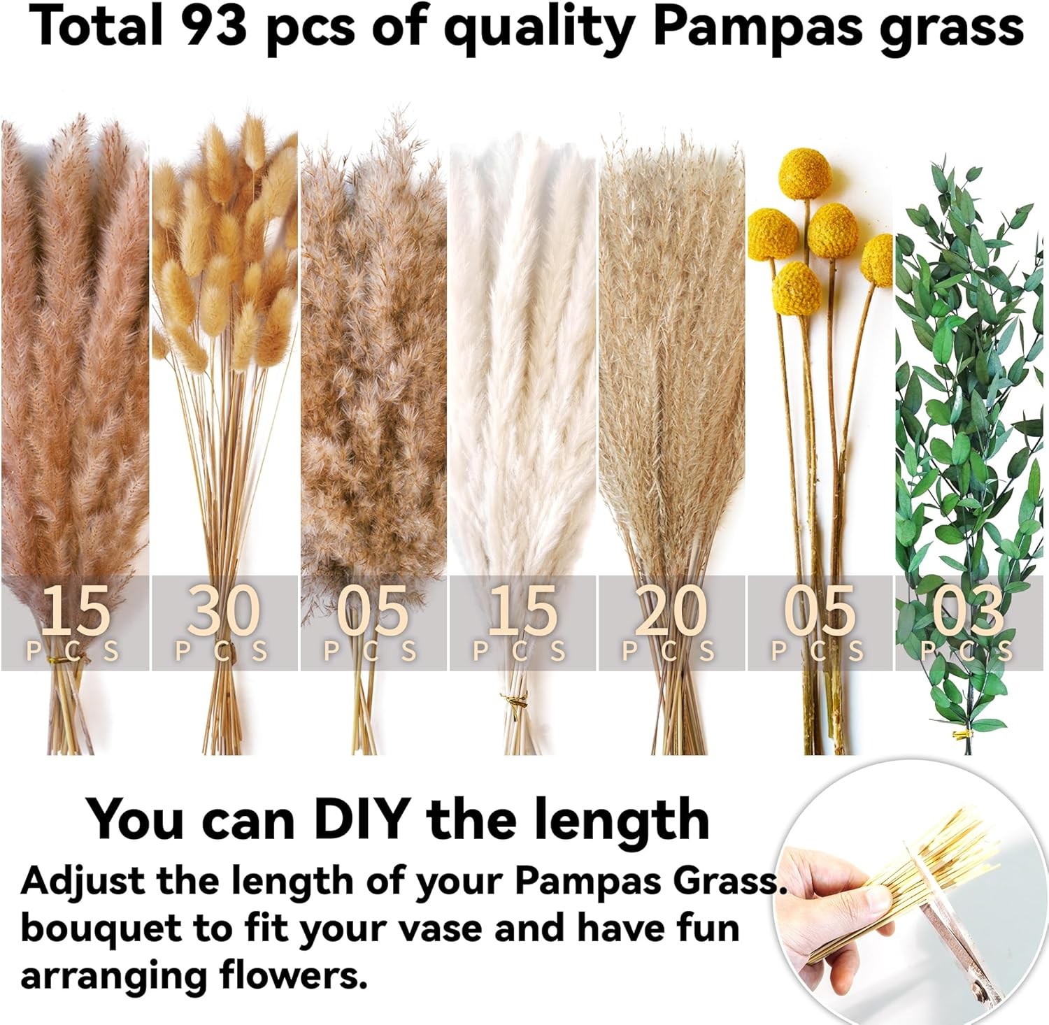 Dried Flowers Bouquet – Olive Green Wall Decor, Pampas Grass Bouquet,