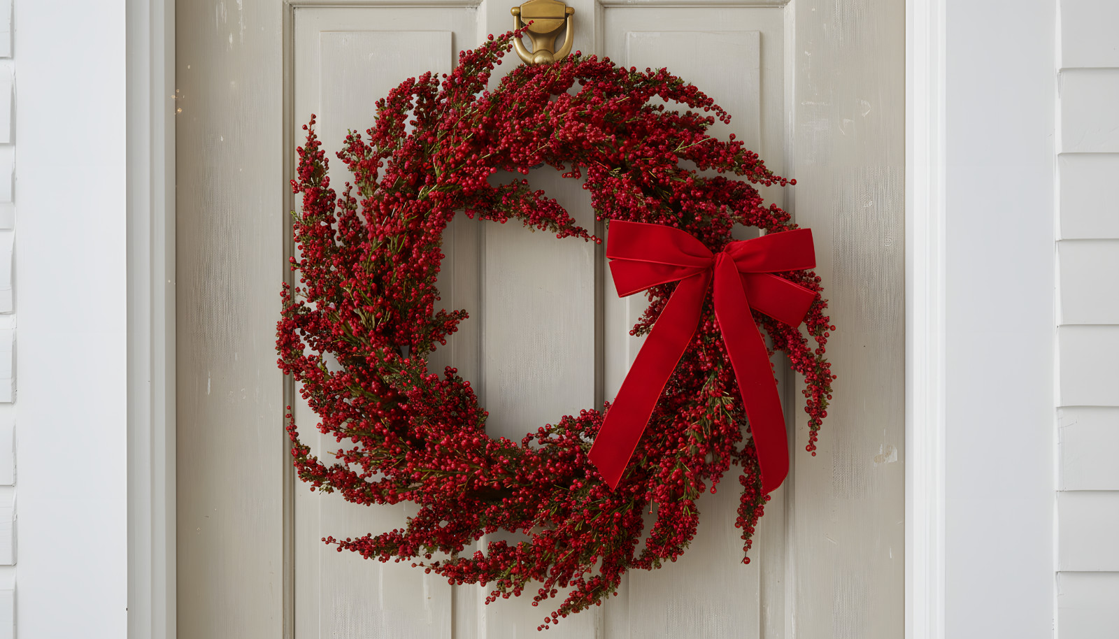 Red Berry Christmas Wreath: Handmade Holiday Door Decor