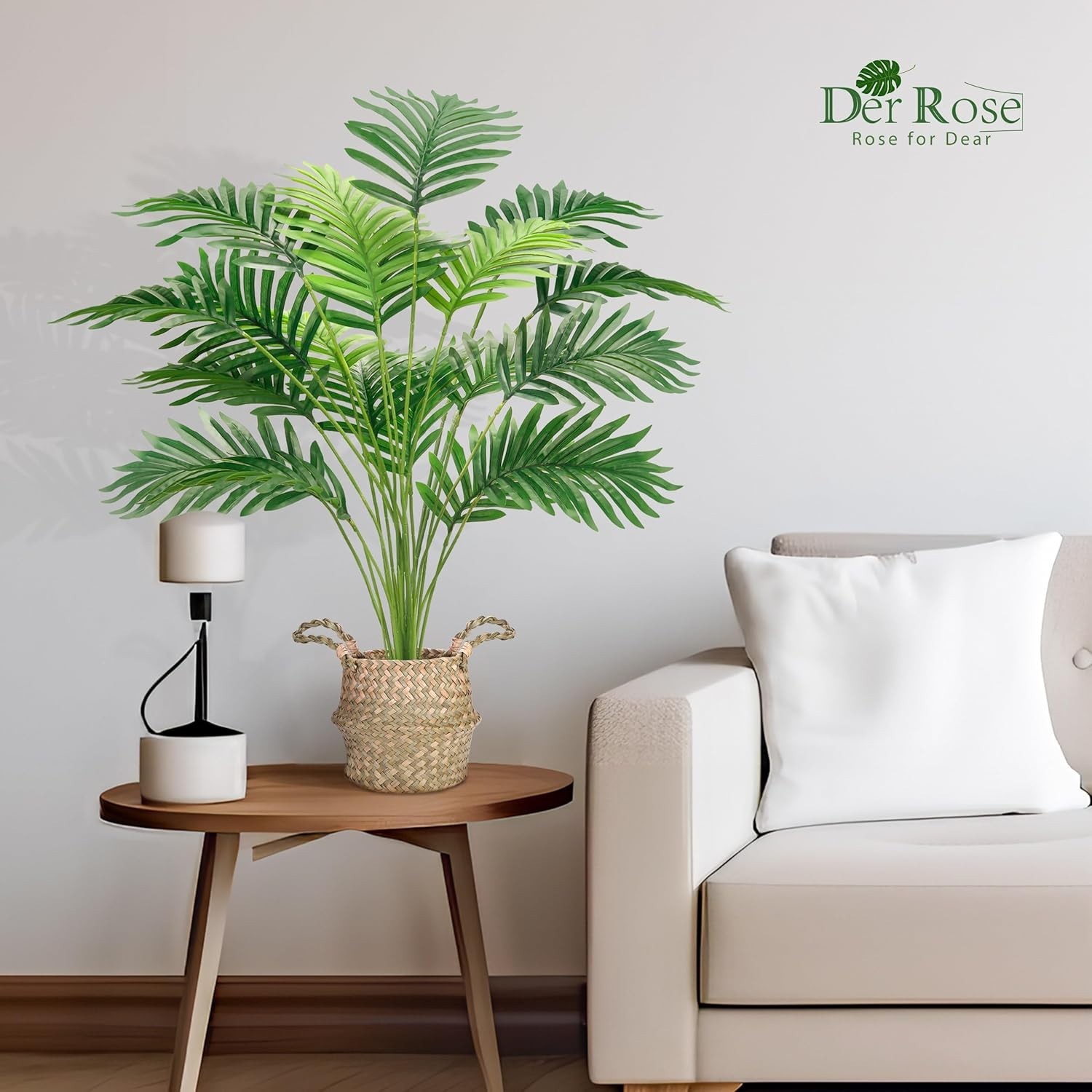 2Pcs Fake Palm Tree 28Inch Large Fake Potted Faux Areca Palm Plant with Hand-…