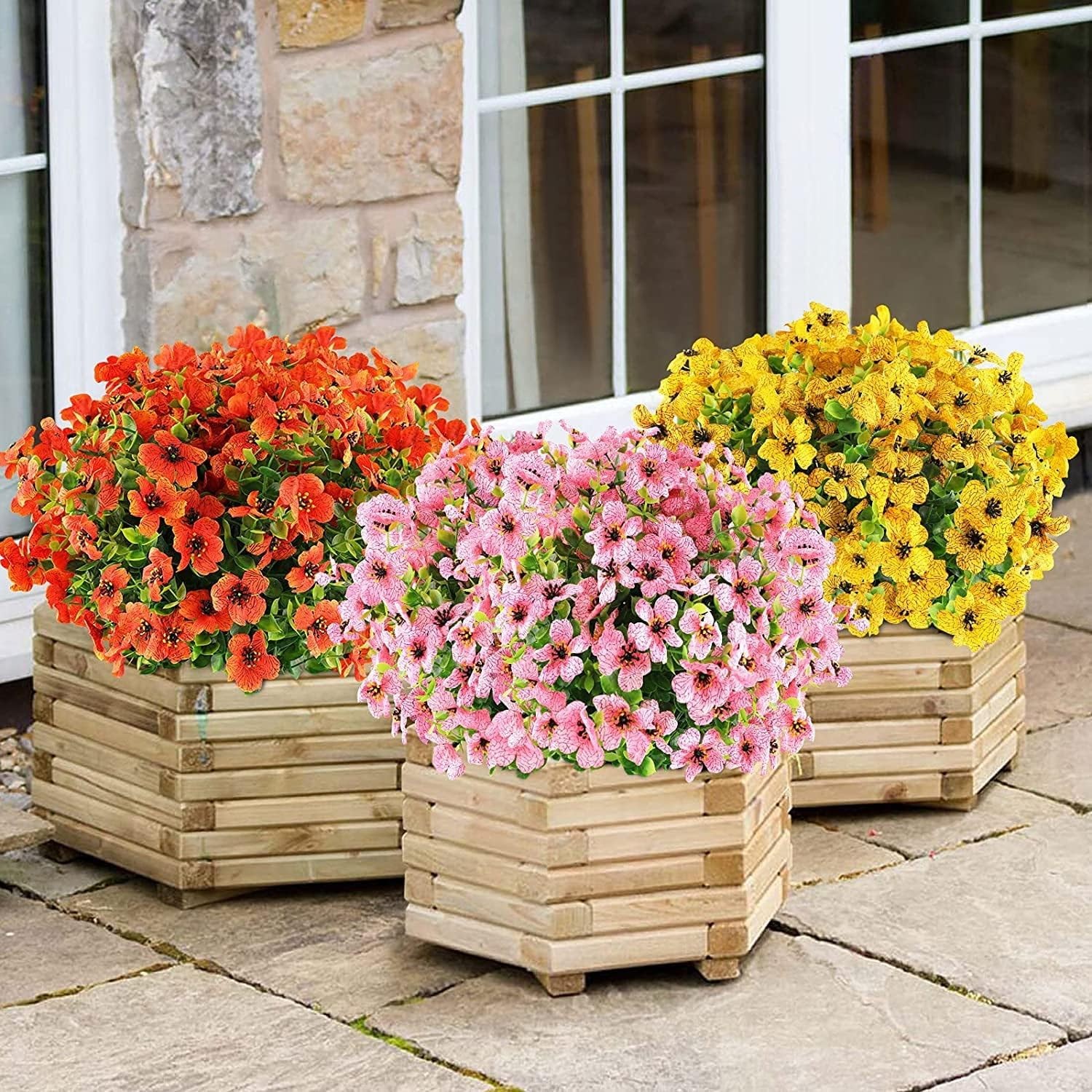 6Bundles Artificial Violet Eucalyptus UV Resistant Faux Flower Garden Home Decor