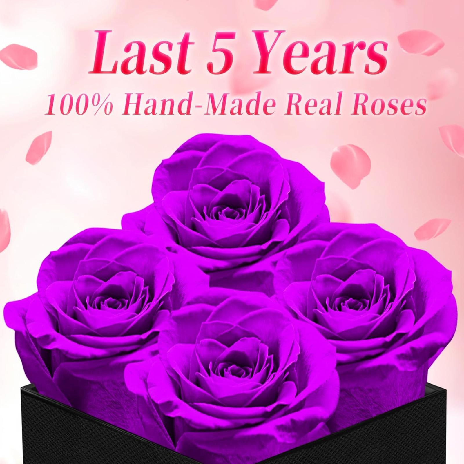 Purple Preserved Forever Roses Gift Box for Women Men Anniversary Valentine’s
