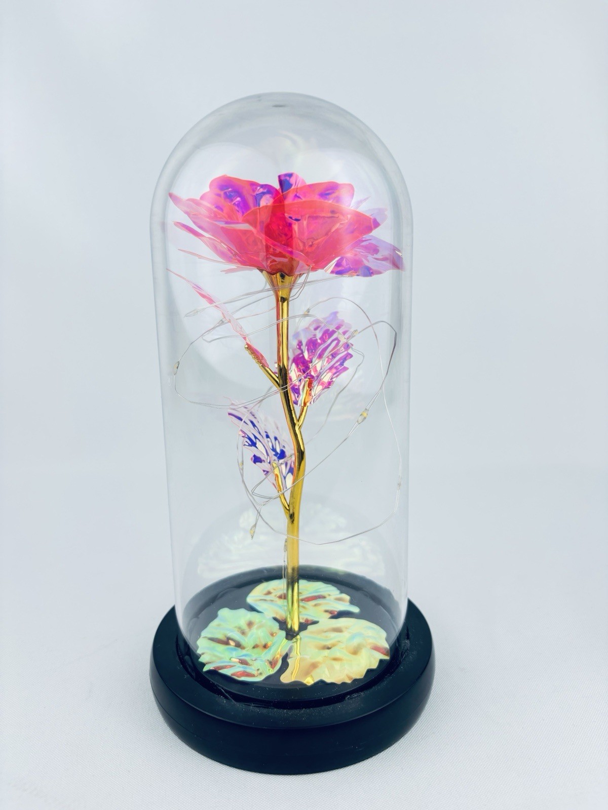 Enchanted Forever Rose Flower In Dome Glass LED Night Light Anniversaries Gift