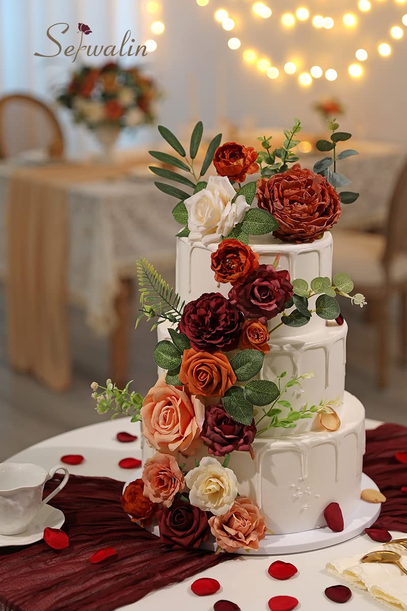 Orange Marigold Artificial Fall Flowers Fake DIY Wedding Bridal Bouquet Decor