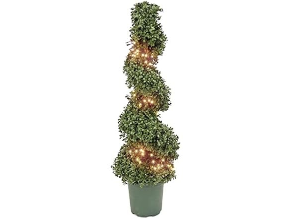 National Tree Company 44-Inch Prelit Artificial Boxwood Spiral Tree LED Lights