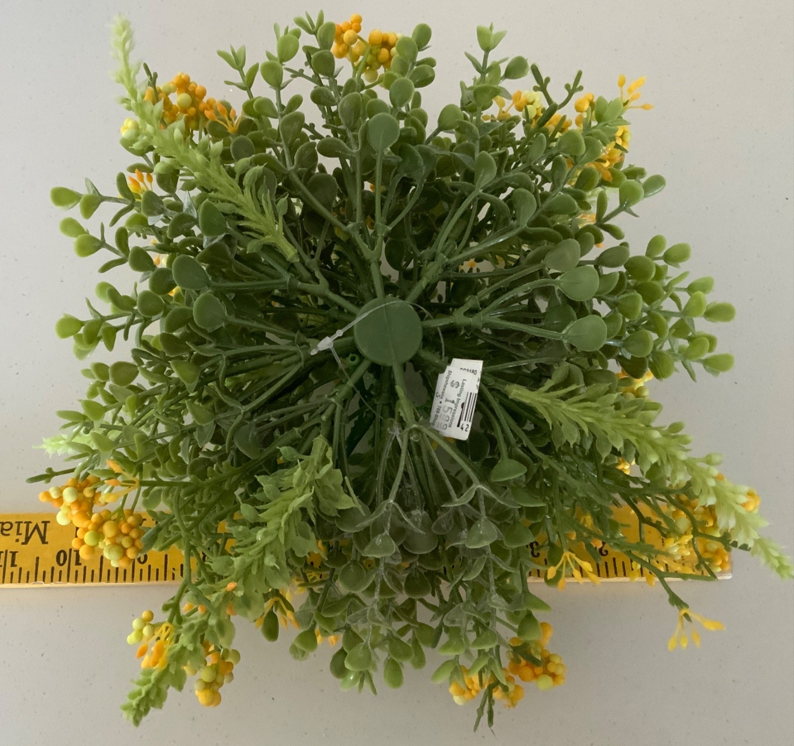 LOT OF 2 YELLOW FLORAL WREATH AND HALF SPHERE, HOME DECOR