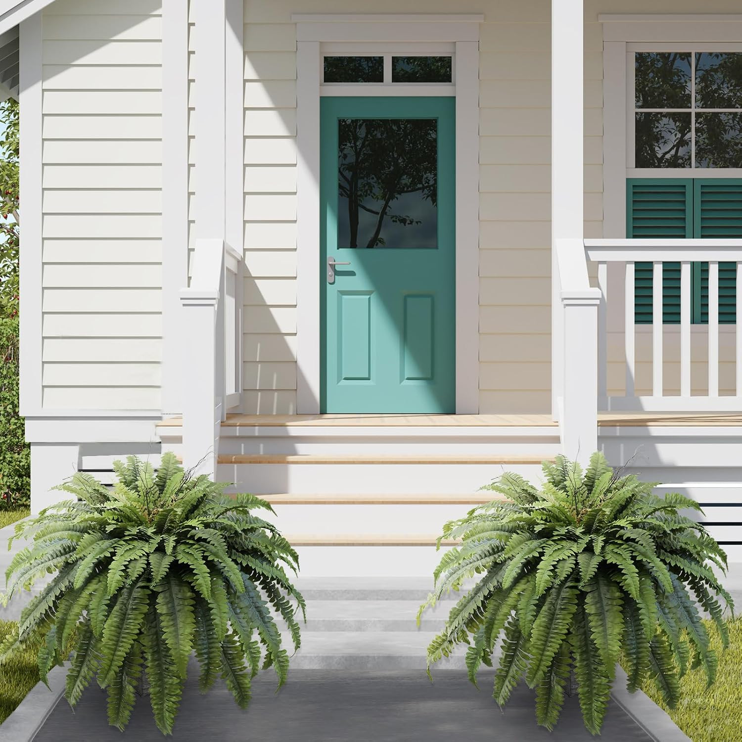 50″ Fake Ferns Artificial Plants Large, 98 Fronds Artificial Ferns for Outdoors