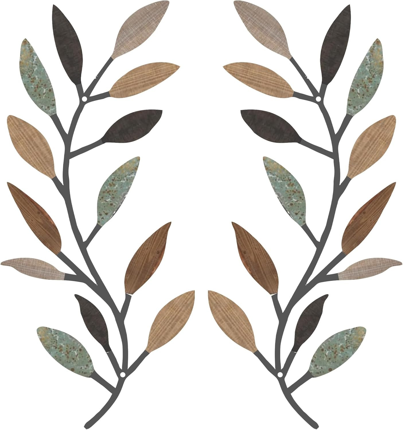 2 Pieces Metal Tree Leaf Wall Decor Vine Olive Branch Leaf Wall Art