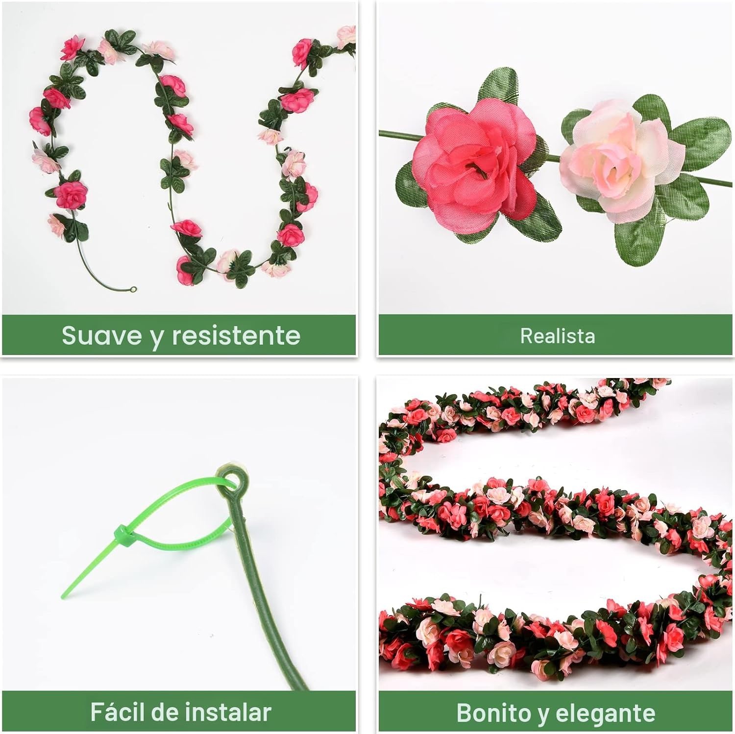 2Pcs 16.4FT Artificial Rose Vine Flower Garland Wedding Baby Shower Wall Decor