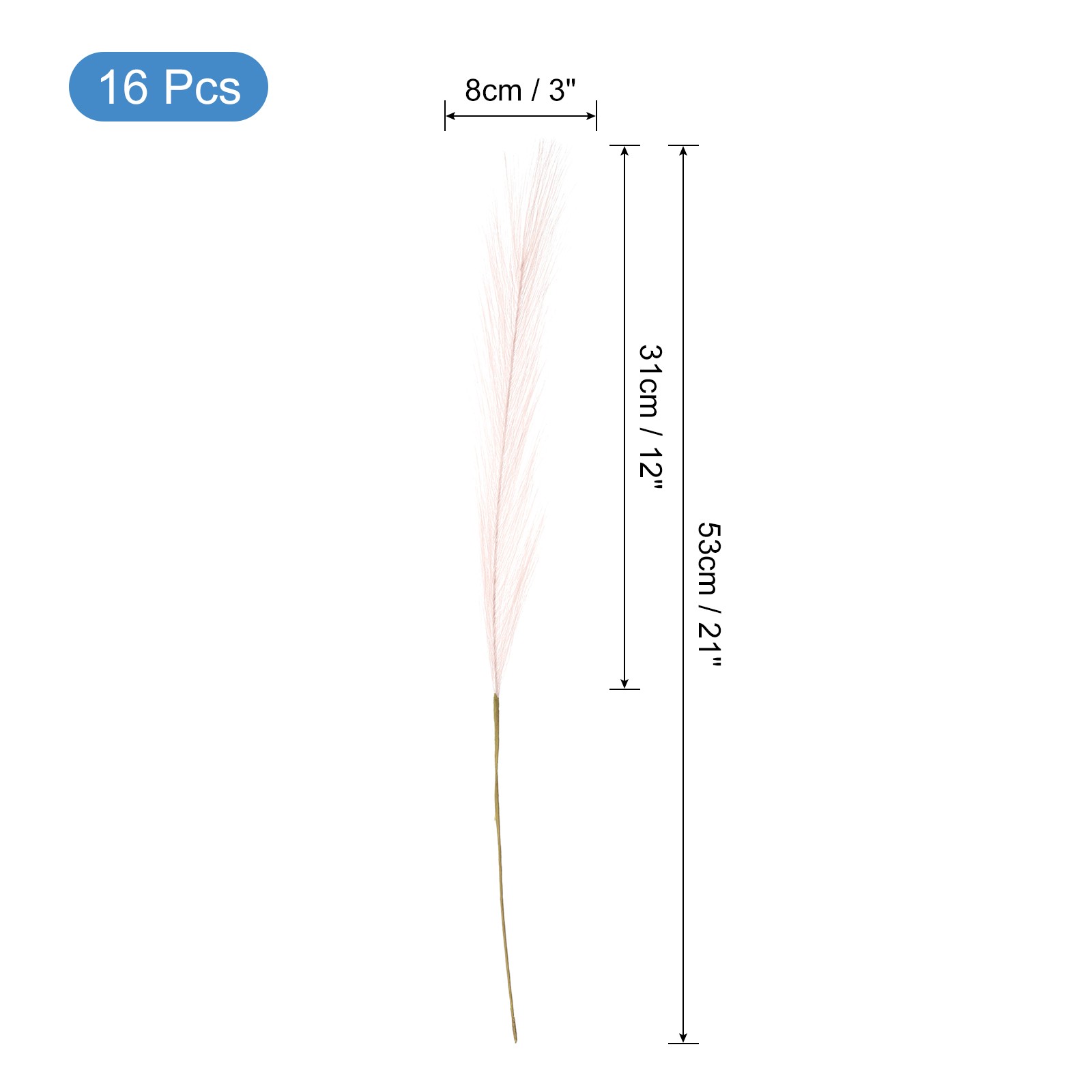 16pcs Faux Pampas Grass 21 Inch Artificial Pampas Grass for Light Pink