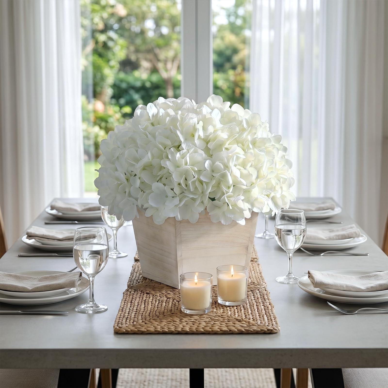 10″ Artificial Hydrangea Arrangement in Planter for Table Centerpiece, Lifeli…