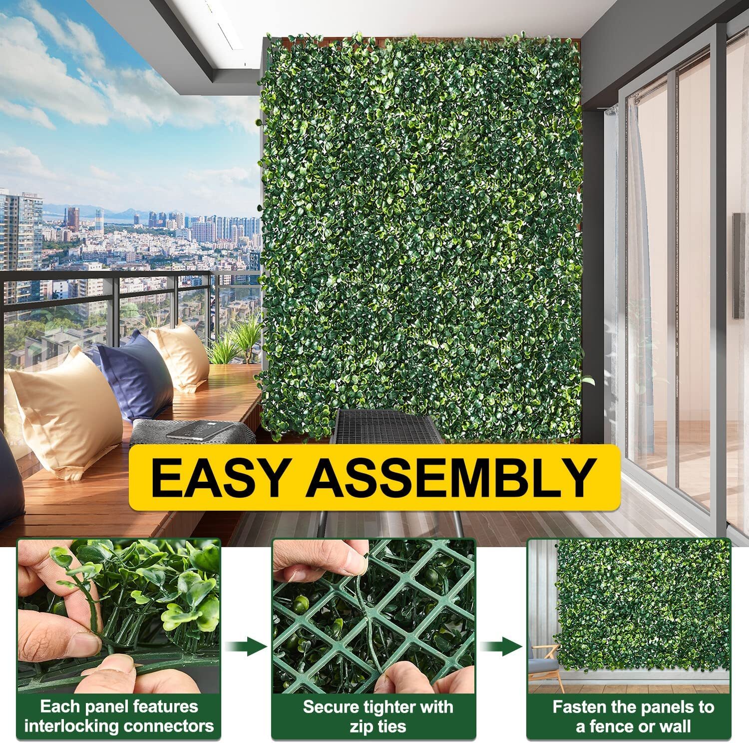Artificial Plant Grass Mat Greenery Boxwood Wall Hedge Plant Fence Foliage Panel