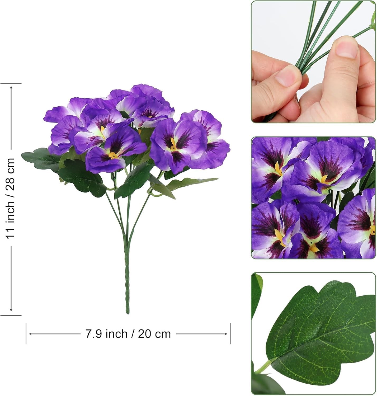 Artificial Pansies Flowers Outdoor 10 Bundles Faux Flowers UV Resistant Plast…