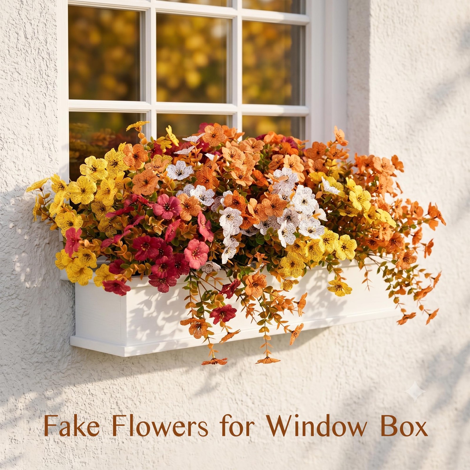 12 Bundles Artificial Fall Flowers, UV-Resistant Faux Plants