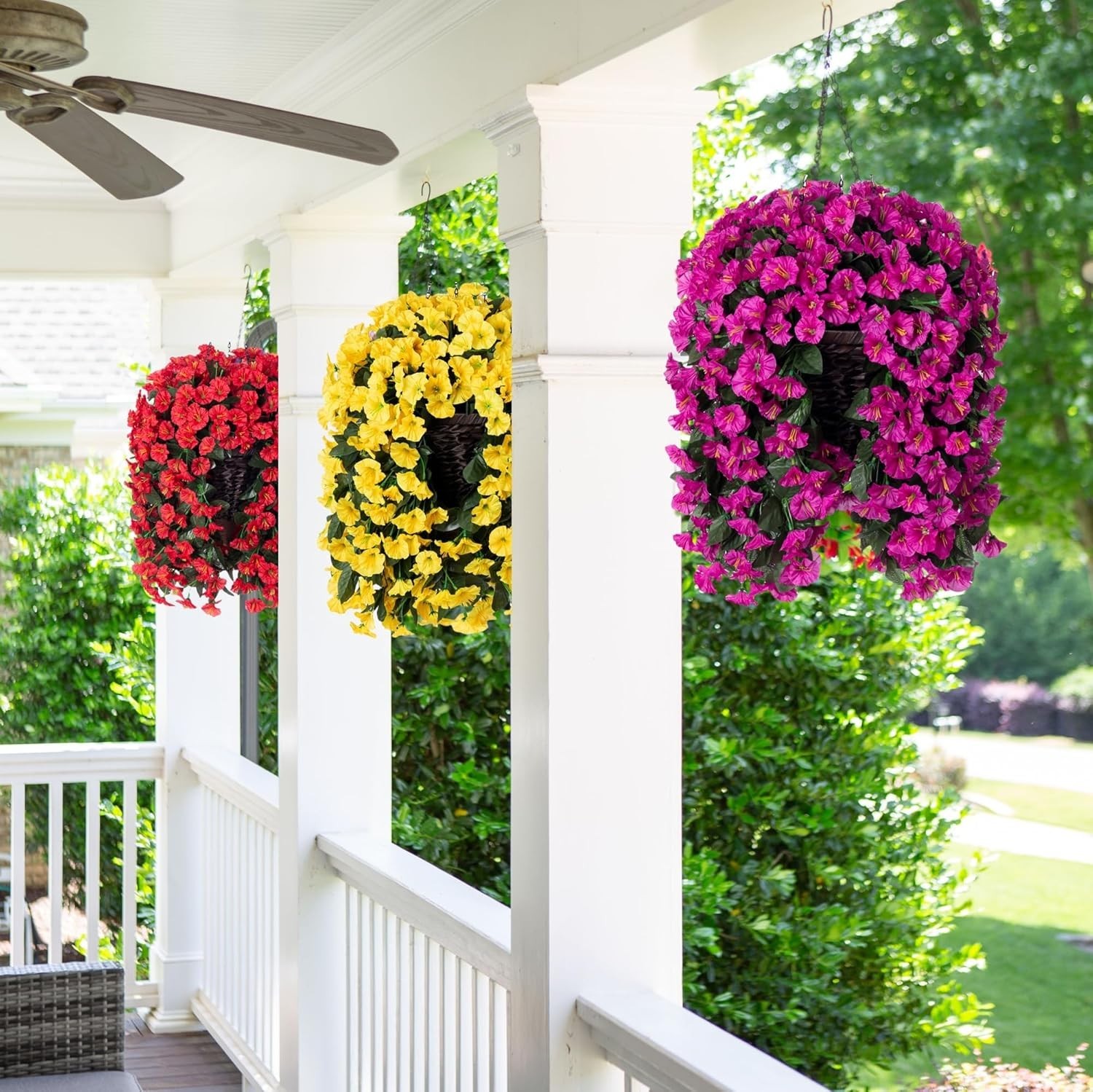 Yellow Morning Glory Hanging Flowers Basket