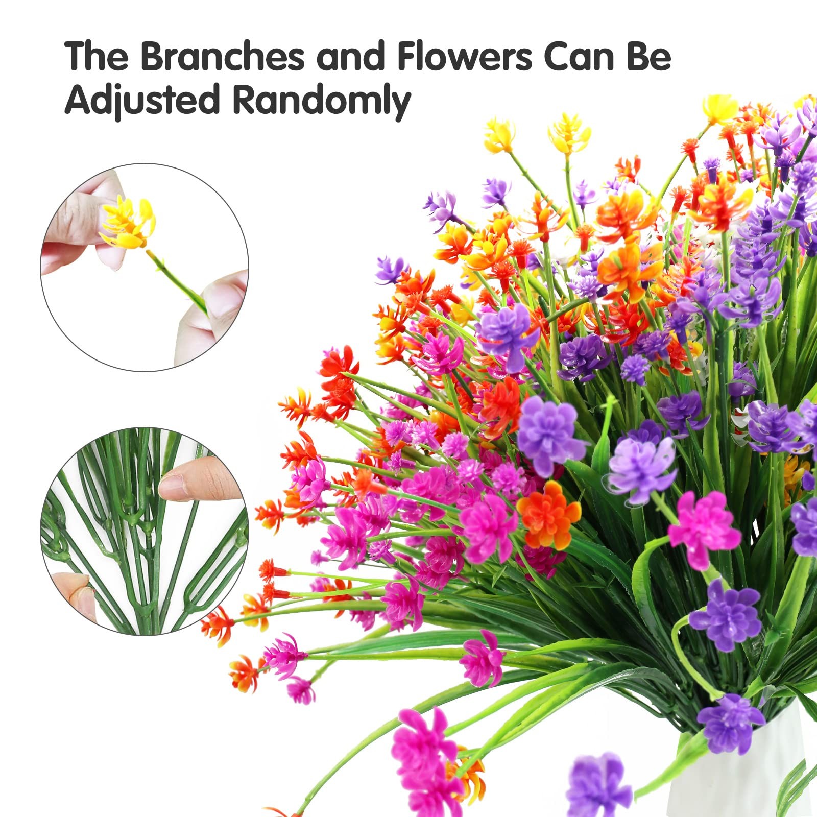 20 Bundles Artificial Fake Flowers, UV Resistant Faux Flowers Arrangement, Fake