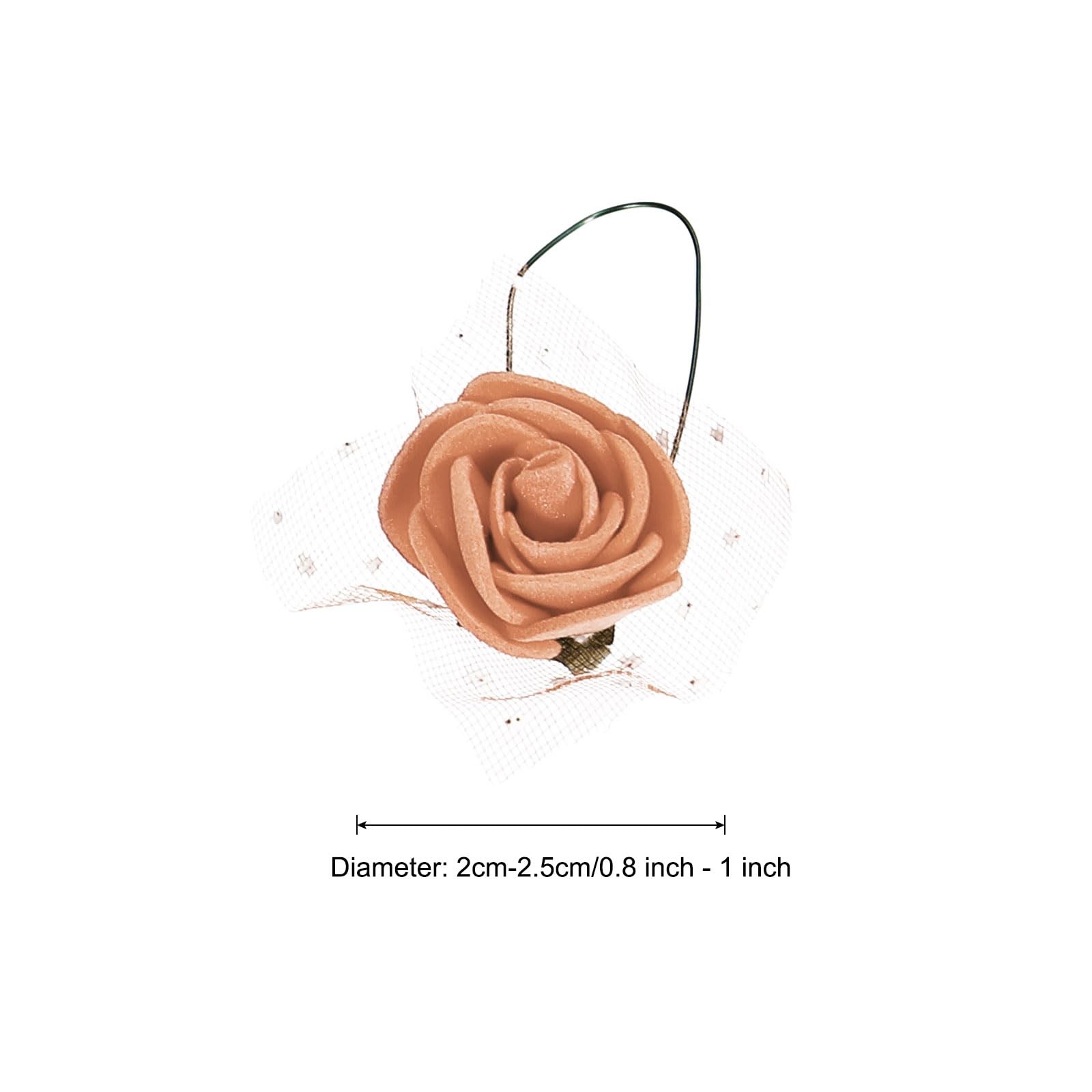 72 PCS 0.8-1 Inch Brown Mini Artificial Rose Flower Heads for DIY Craft Wedding