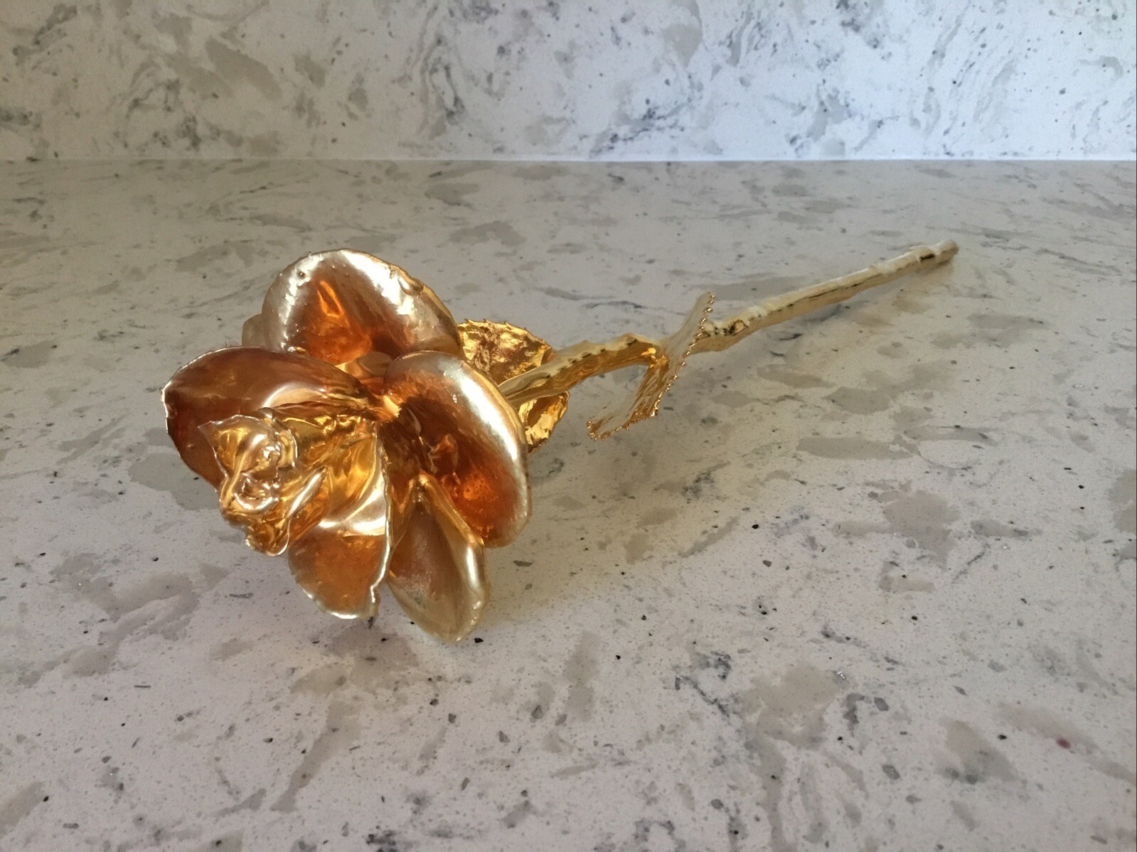 Real American Rose Electroformed & Finished In 24 karat Gold 11.5″ long