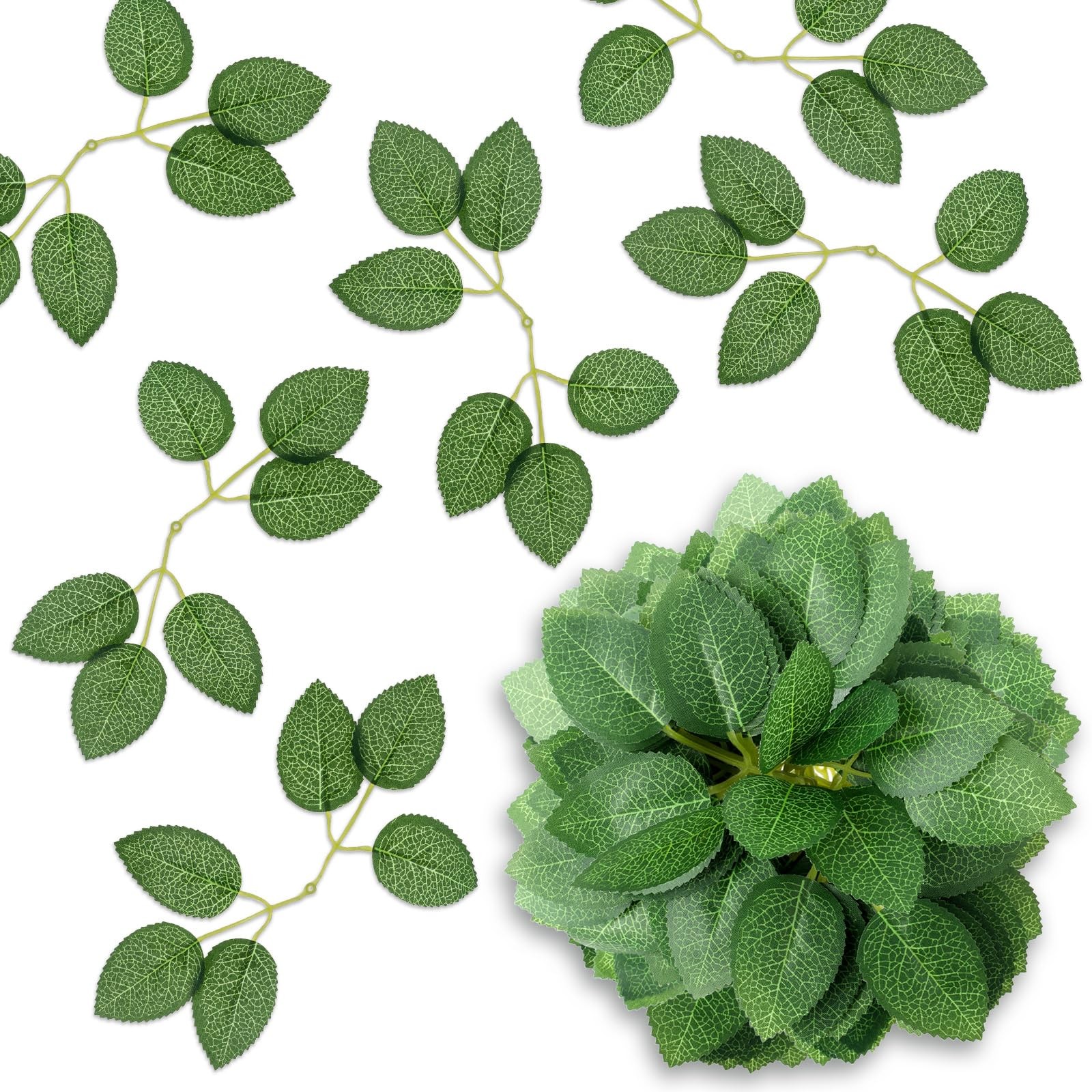 50Pcs Artificial Green Leaves, Faux Rose Flower Leaves Fake Leaves Decoration…