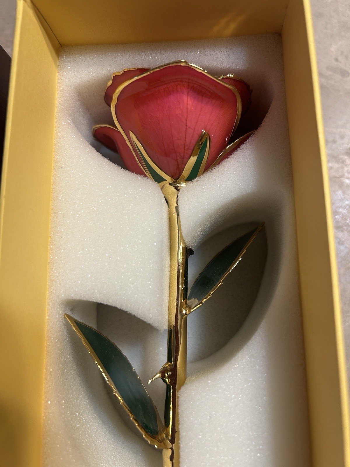 ZJchao 24K Gold Dipped Preserved Pink Rose Flower w/ Certificate