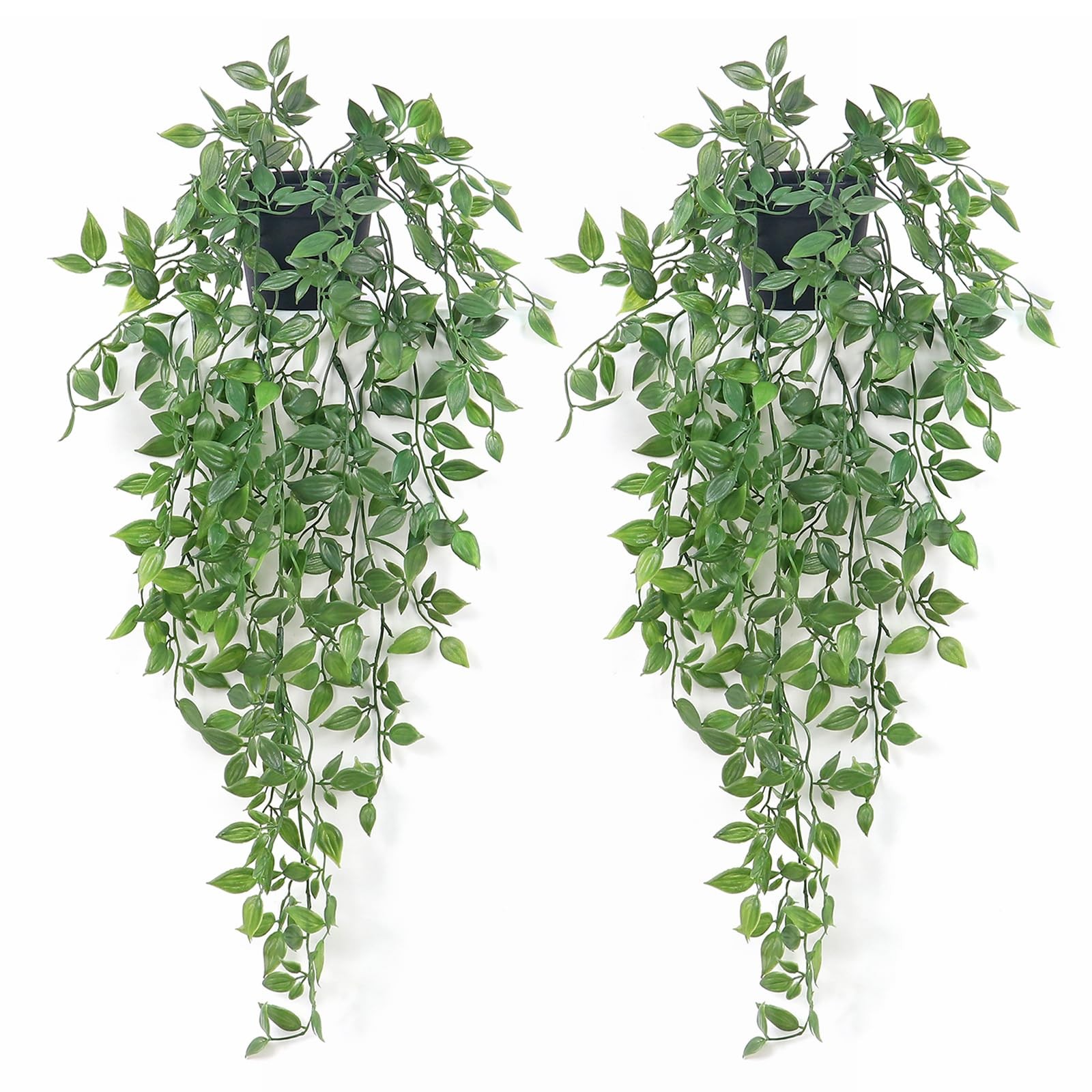 Artificial Hanging Plants Fake Small Potted Faux Mandala Vines Greenery 2 PCS