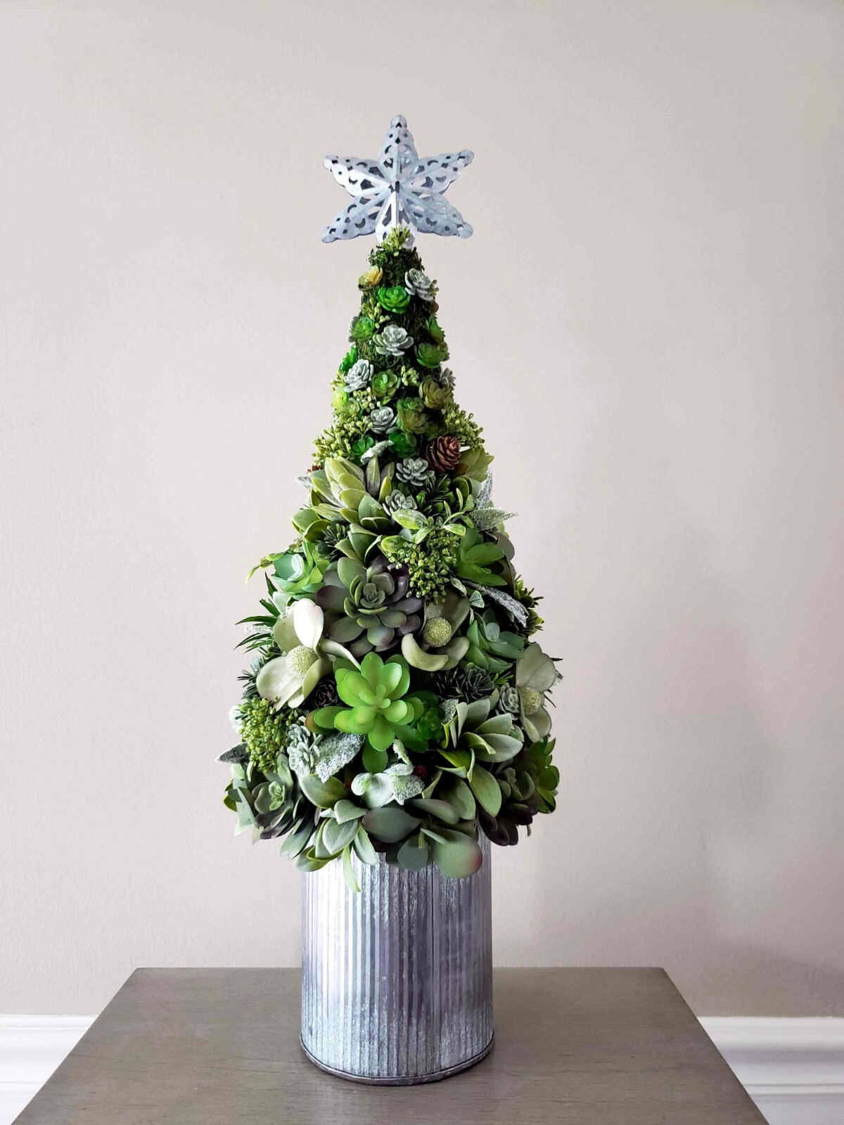 Christmas Rustic Faux Succulent Mini Tree 23″, Farmhouse Christmas Decor