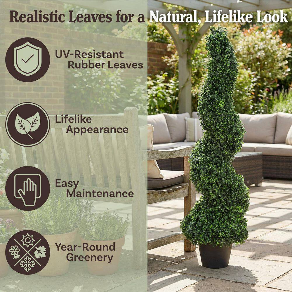 4 Ft. Artificial Boxwood Spiral Topiary Tree