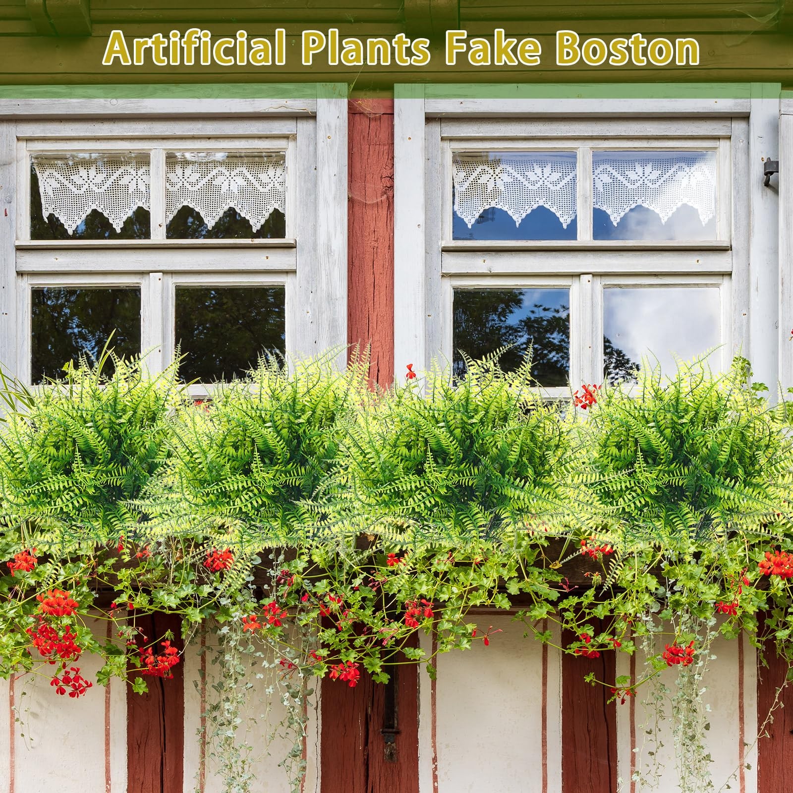 30 Pcs Artificial Boston Fern Plants Fake Boston Fern Stems UV Resistant Faux…