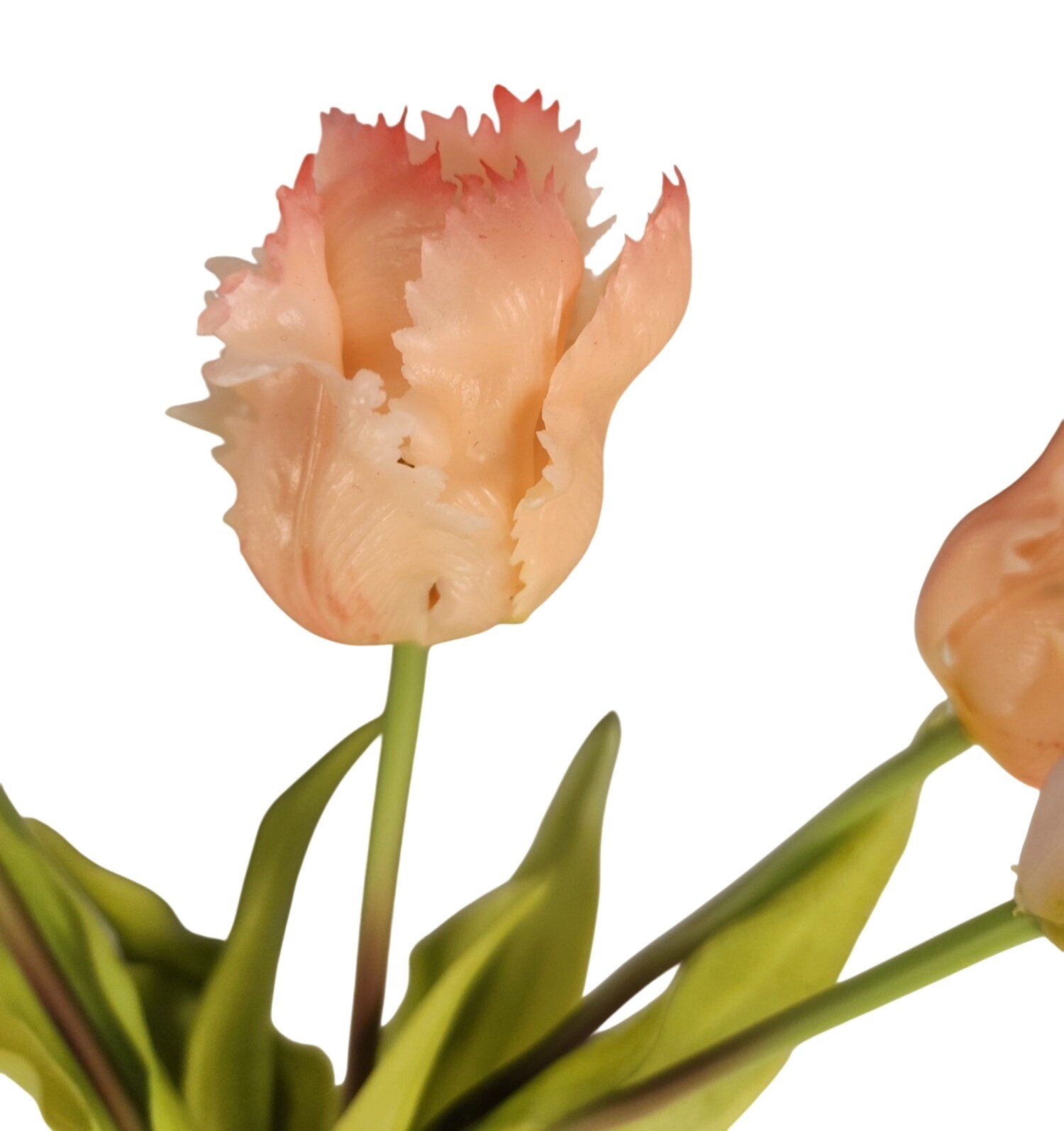 Peach Coral Artificial Tulips 15 Inch Set of 5 Faux Spring Flowers Easter Weddin