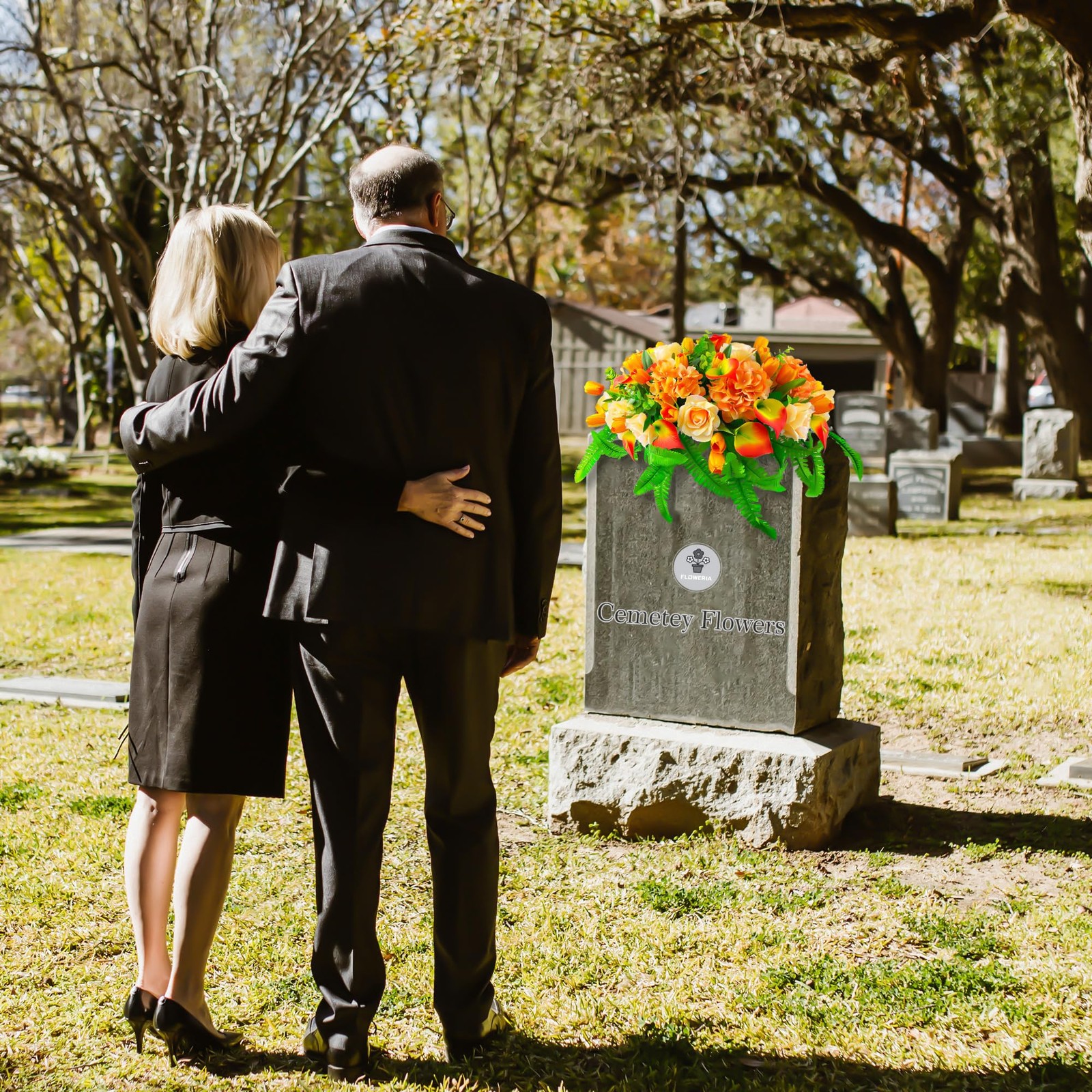 Artificial Cemetery Flowers – Outdoor Grave Saddle for Headstone Decorations …