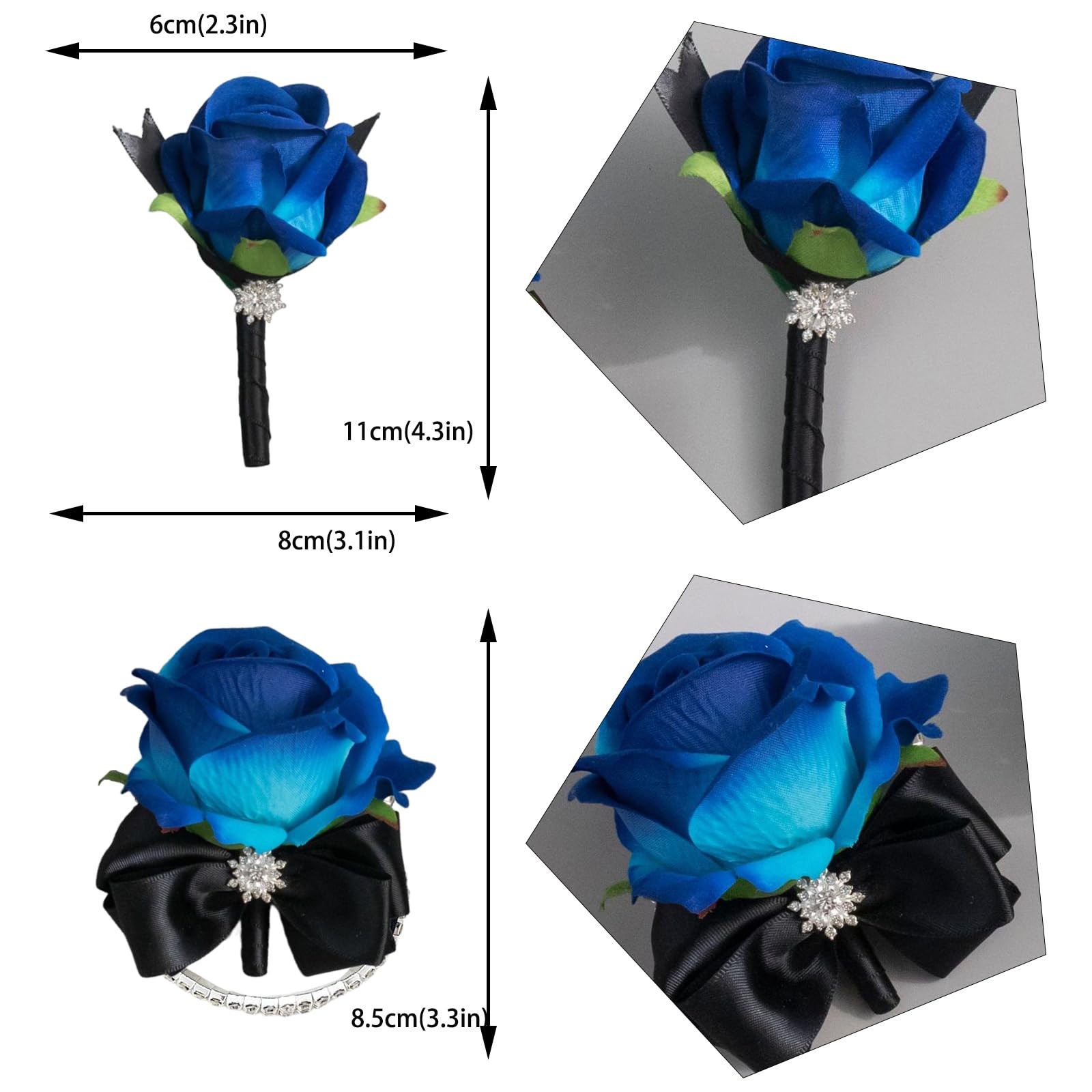 Floraest Black Corsage and Boutonniere Set Elegant Corsage Wristlet Accessori…