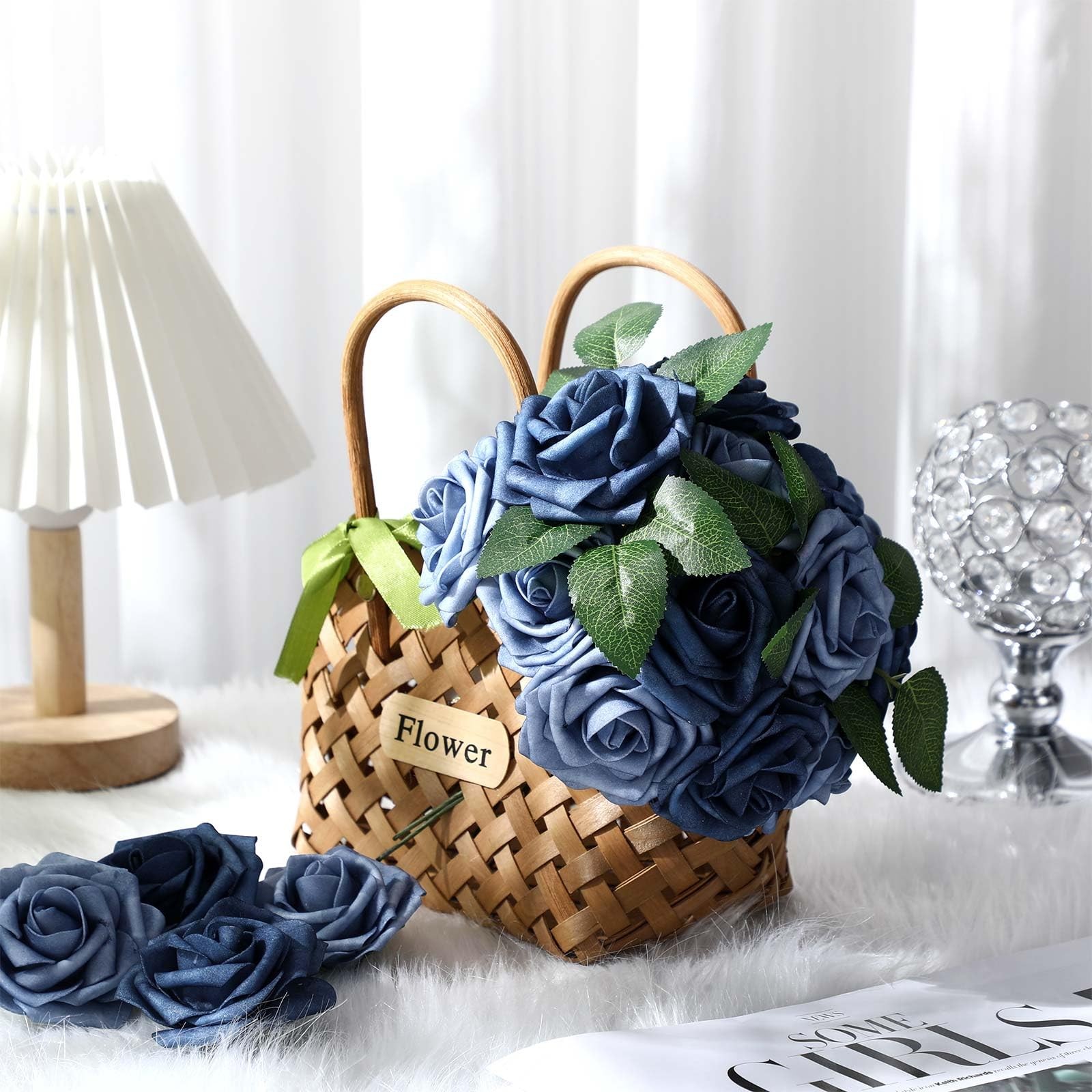 Luinabio 100 Pcs Artificial Foam Rose Flower Faux Bouquet Wedding Fake Rose G…