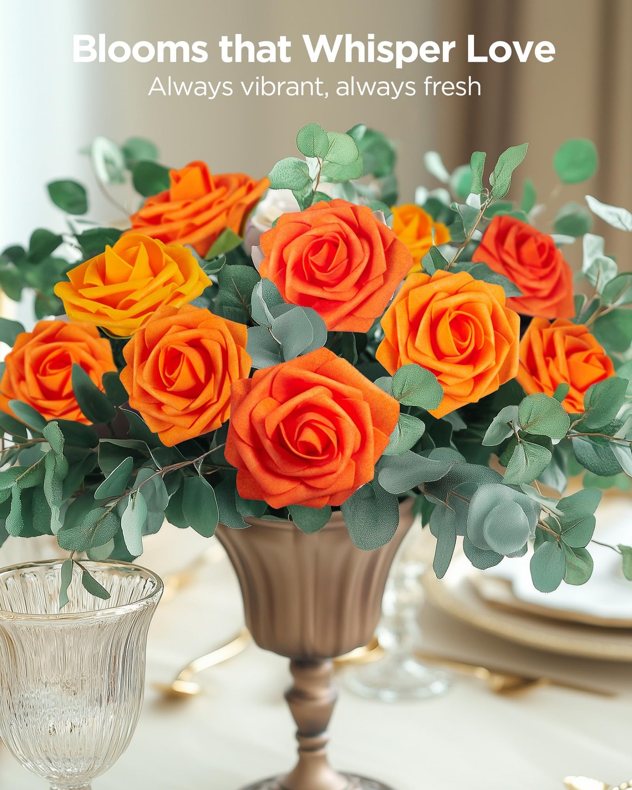 InnoGear Artificial Flowers, 50 Pcs Shades of Orange Foam Fake Roses Bulk with