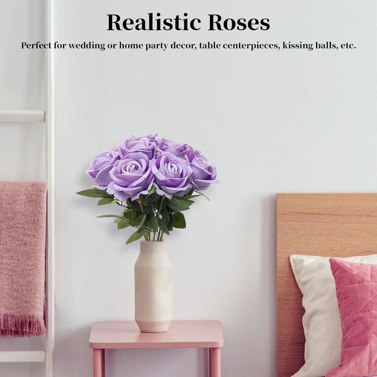 10 PCS Artificial Roses with Long Stems Silk Flowers Realistic Foam Flowers F…