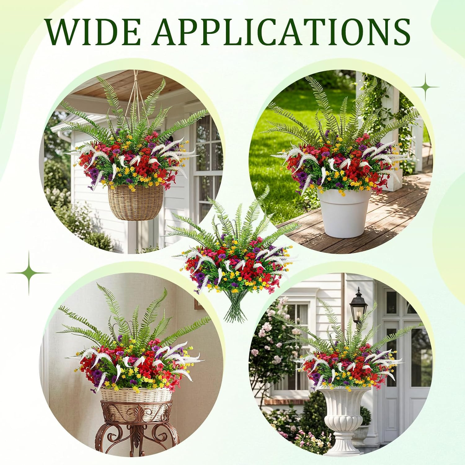 22 Pack UV Resistant Rust-Proof Artificial Flowers for Outdoor Decor
