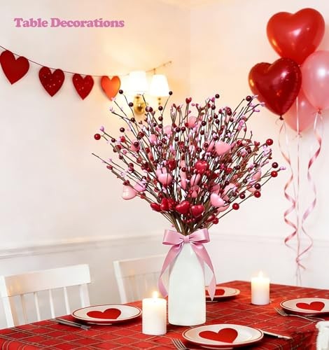 Valentines Day Decorations Red Pink Hearts Picks (6 Packs) Valentine’s Day