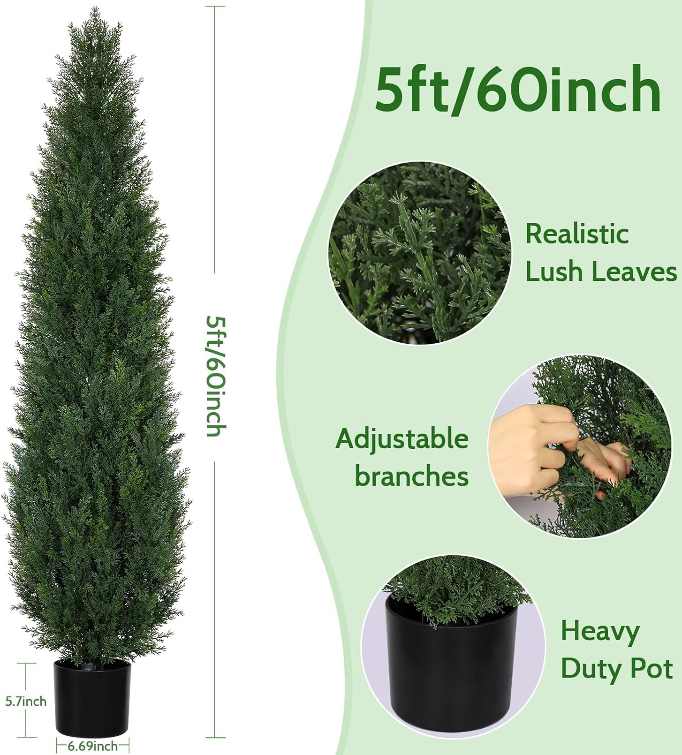 Set of 2 UV Resistant 5FT Artificial Cedar Topiary Trees for Outdoor Decor