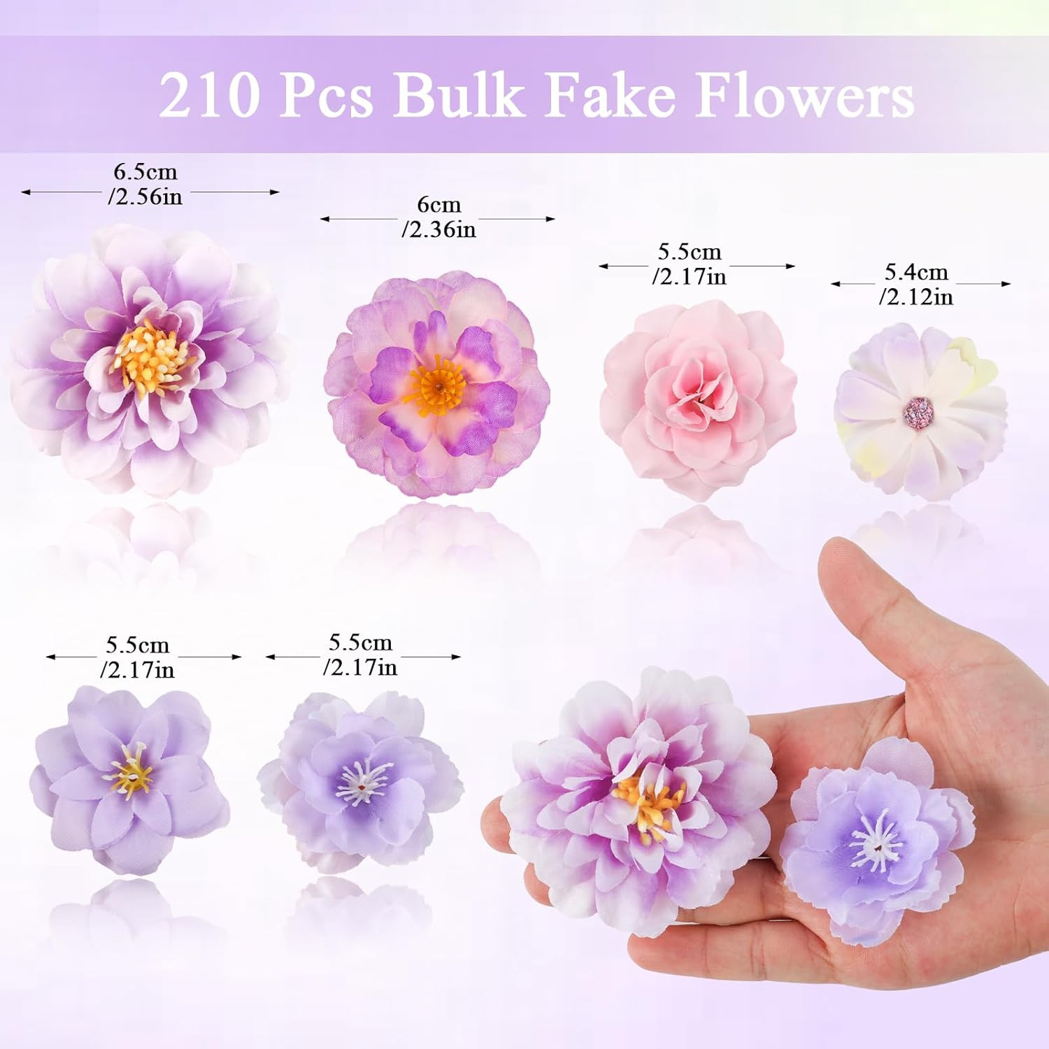210 Pcs Mini Silk Flower Heads Small Fake Rose Daisy Faux Flowers Bulk for Craft