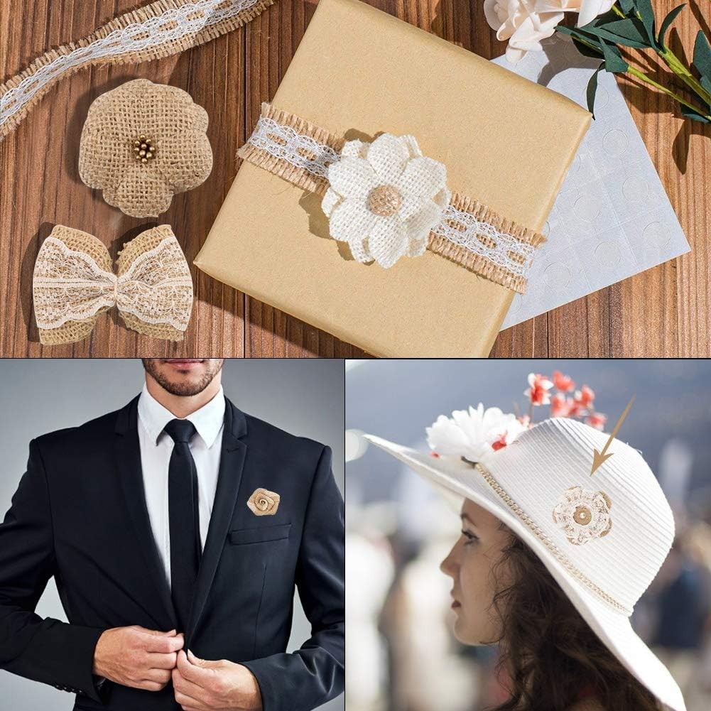 30PCS Rustic Burlap Flowers Set: Perfect for Weddings & DIY Crafts Elegance