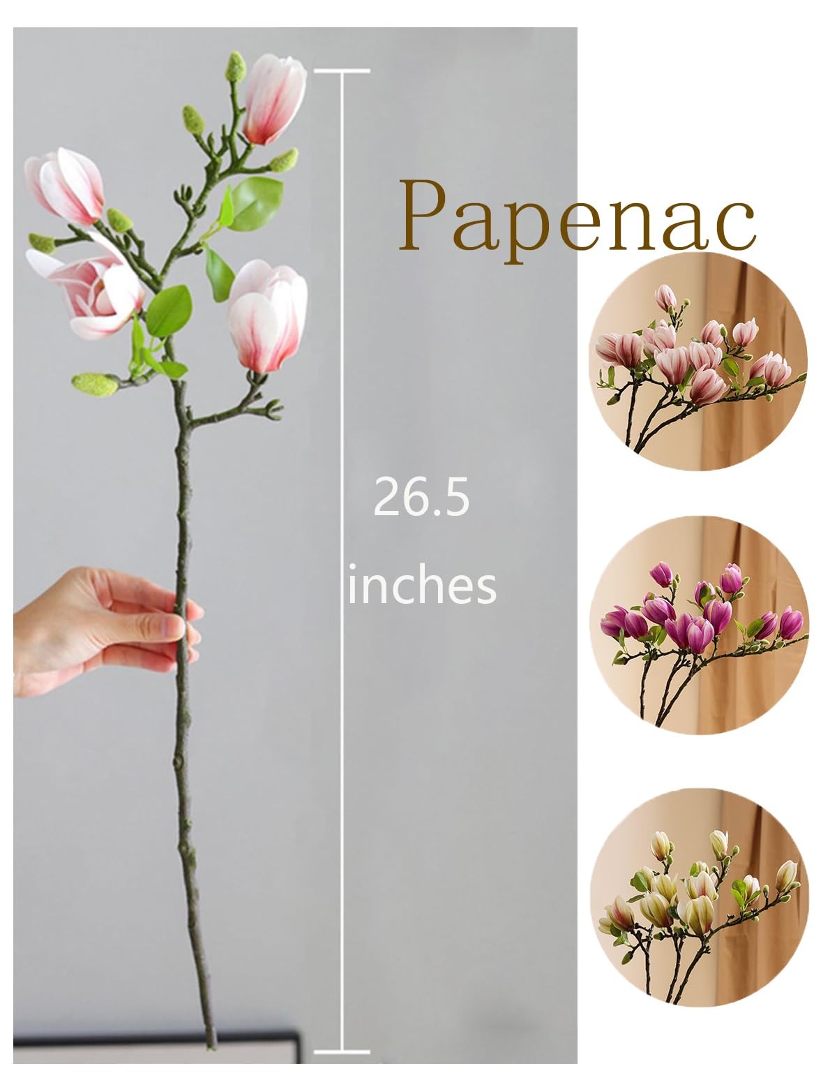 Magnolia Flowers Artificial Branches with Realistic Buds & Leaves