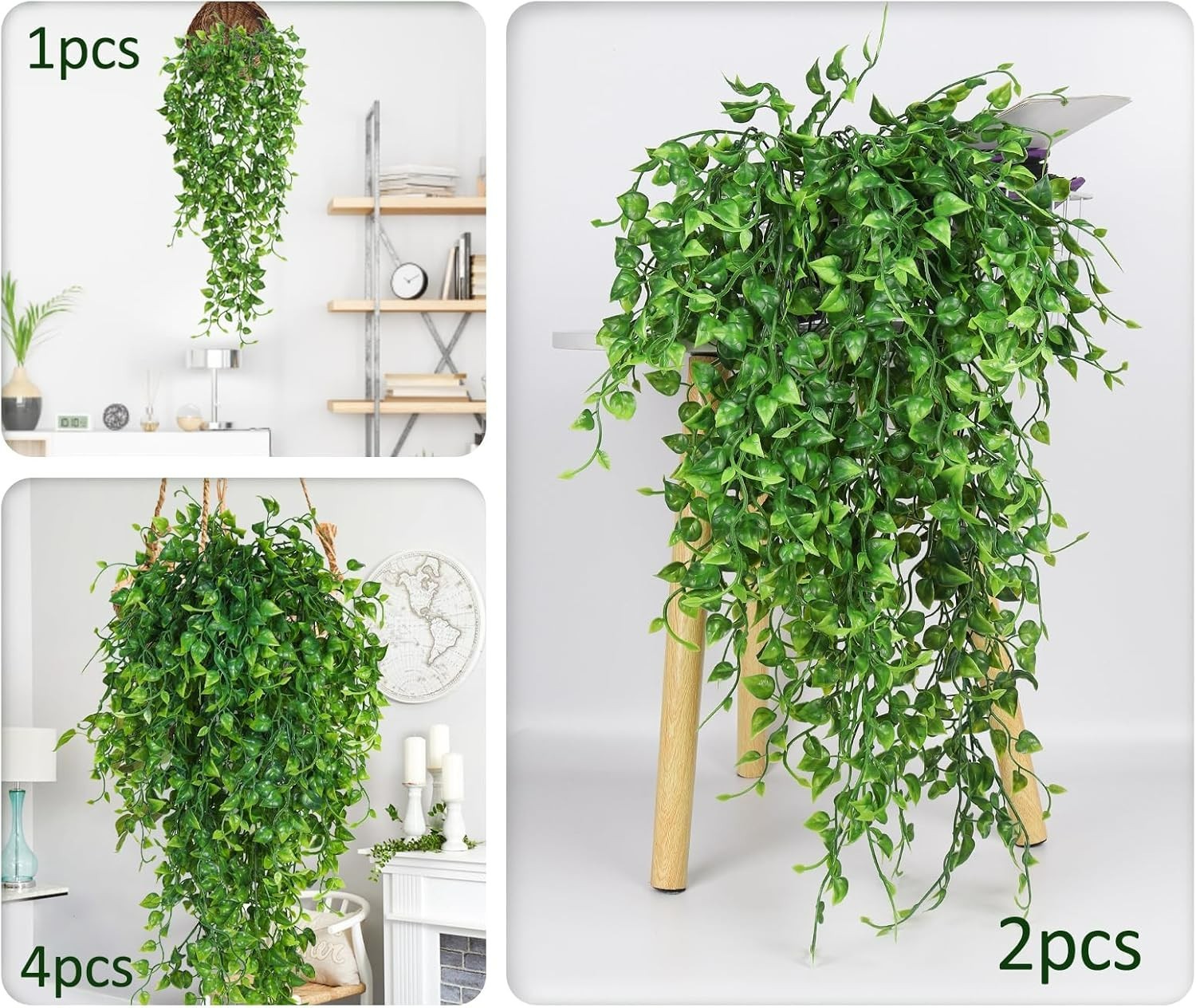 Elegant 4-Pack Faux Eucalyptus Hanging Plants – Perfect for Parties & Weddings