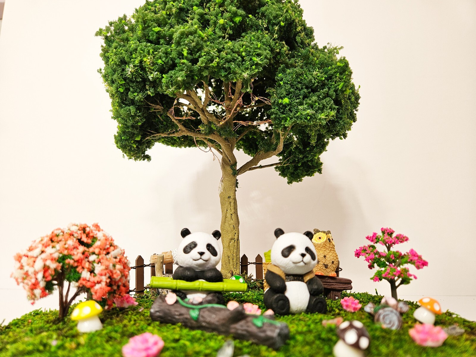 Bonsai Handmade Mini Fake Faux Plants Tree for Home Office Decor Panda Moss