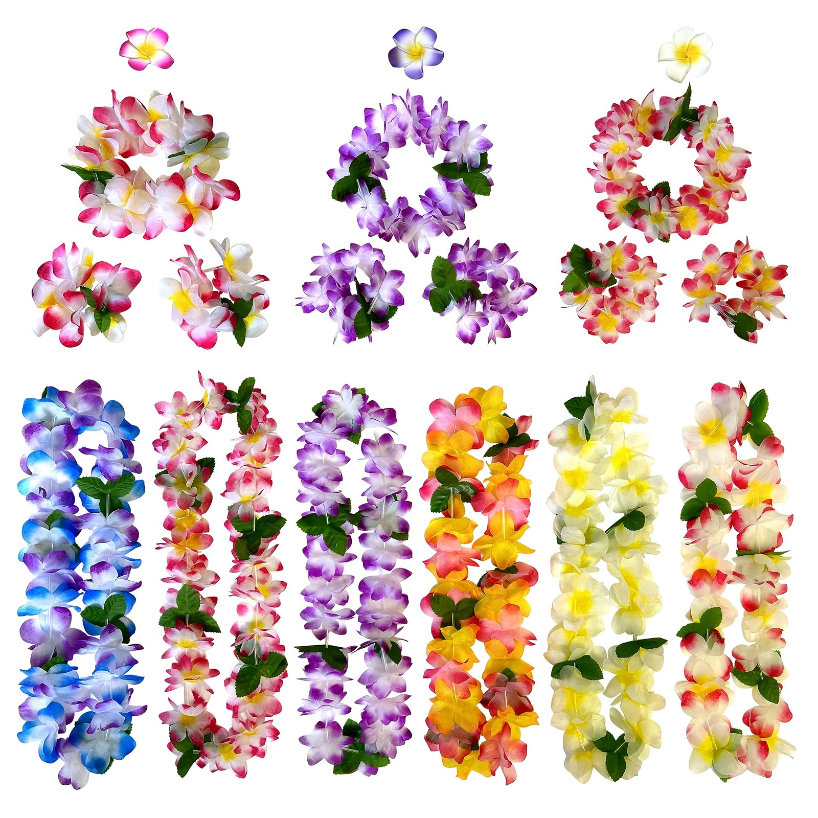 18 Counts Hawaiian Leis, Flower Hair Clip, Headbands and Wristbands, Perfect …