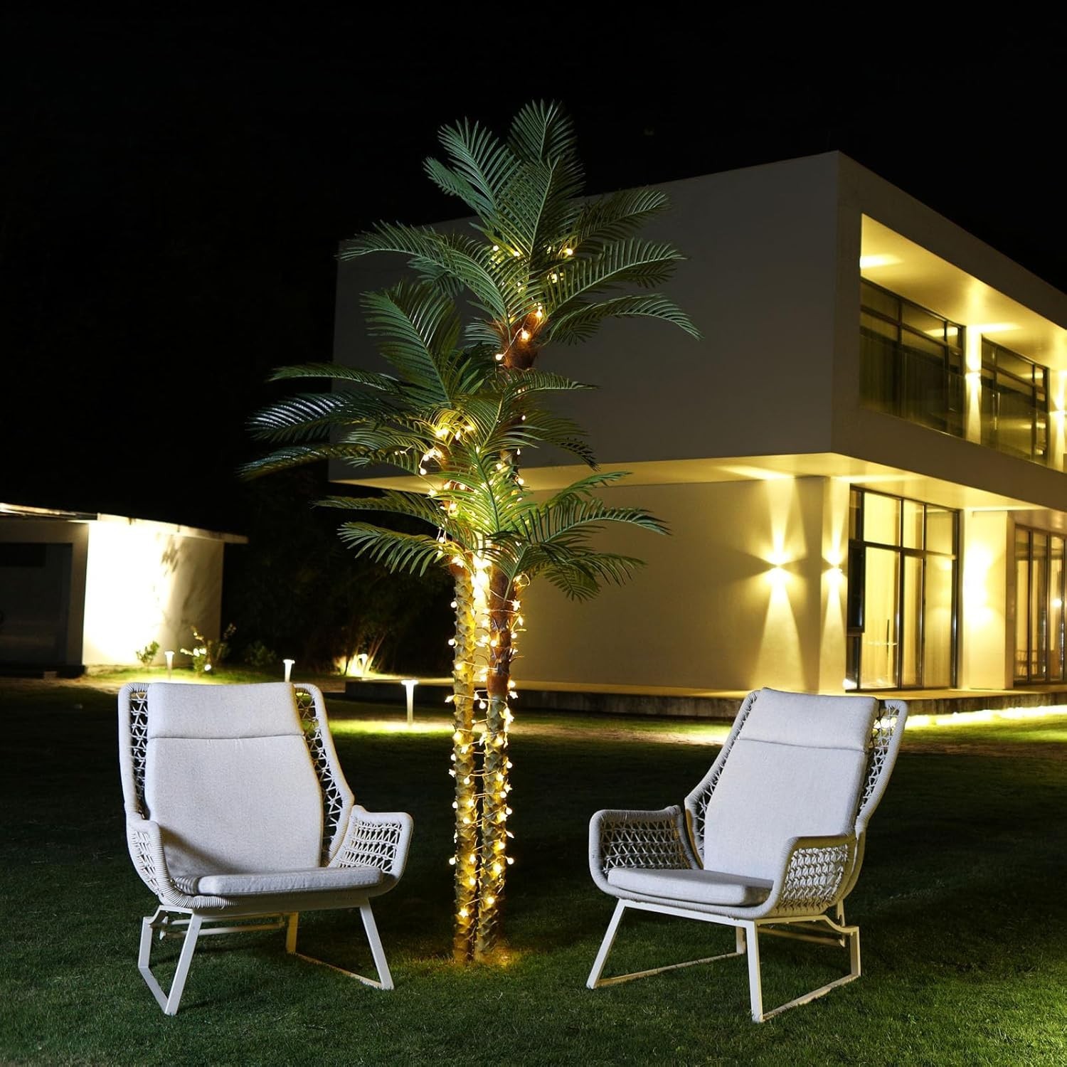 8ft Triple Trunk Artificial Palm Tree for Garden