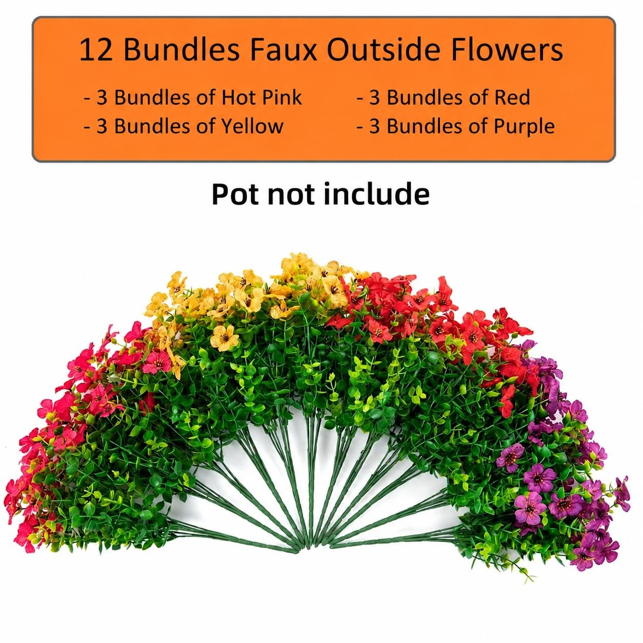 Artificial Flowers Outdoor Indoor Decor, 12 Bundles Faux Daisy Flowers with E…
