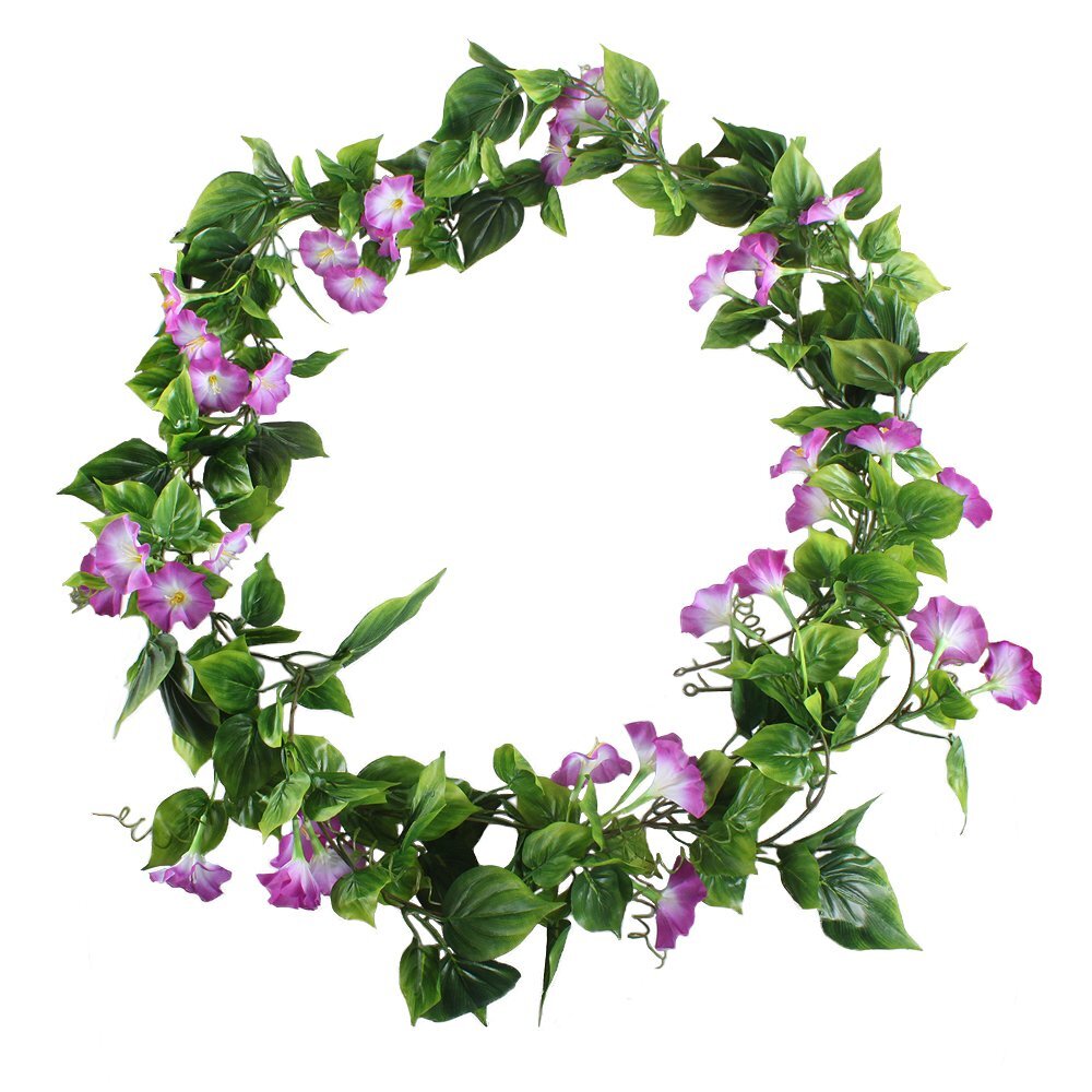 GTIDEA Artificial Vines 2pcs 15Feet Morning Glory Hanging Plants Silk Garland