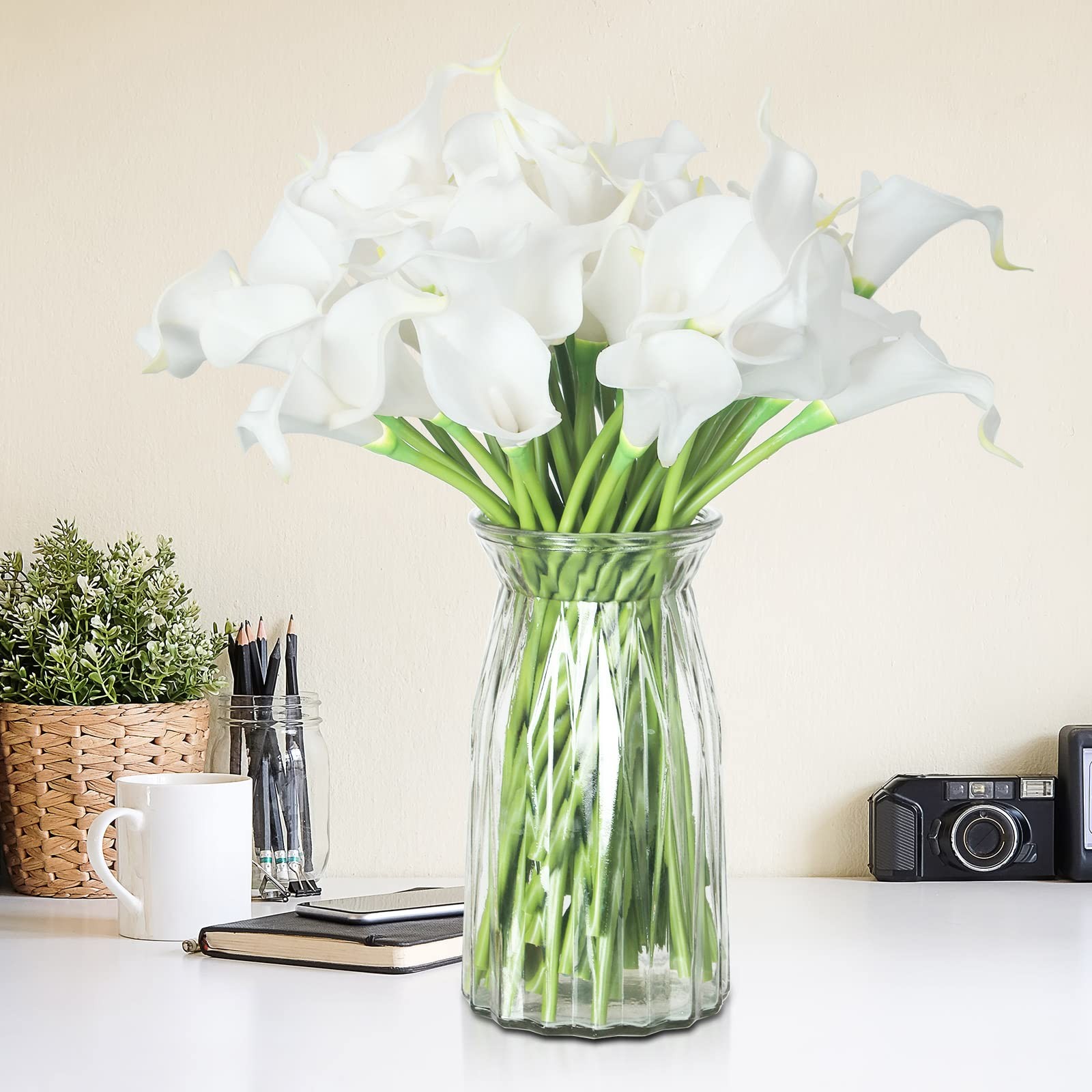 60 Pcs Artificial Calla Lily Flowers Bulk Realistic Silk Calla Lilies Bouquet…