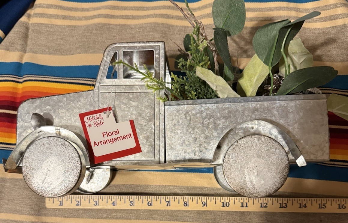 Old Time Galvanized Truck Artificial Floral Arrangement